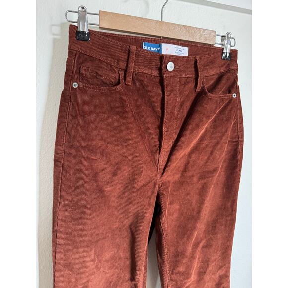 NWOT Old Navy Higher High Rise Flare Corduroy Pants Size 2 Brown Rust - Picture 4 of 8